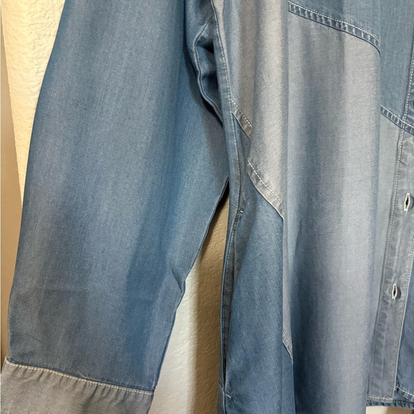 Stella Carakasi Crossroads Tencel Blue Shades Tunic. Asymmetrical Hem, Pockets - Picture 6 of 16